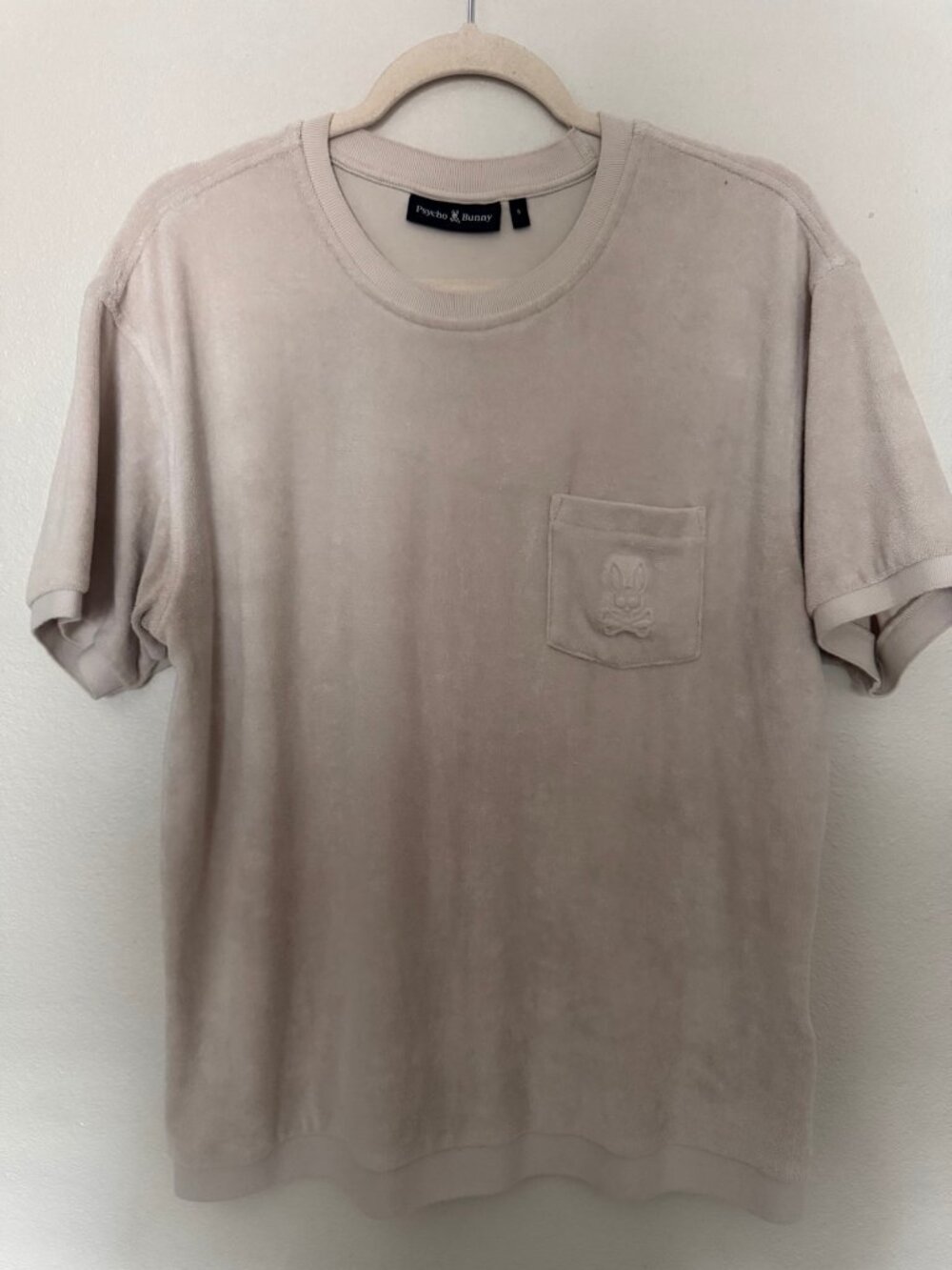 Psycho Bunny T-Shirt Mens 5 Beige Pocket Bunny Logo Tee